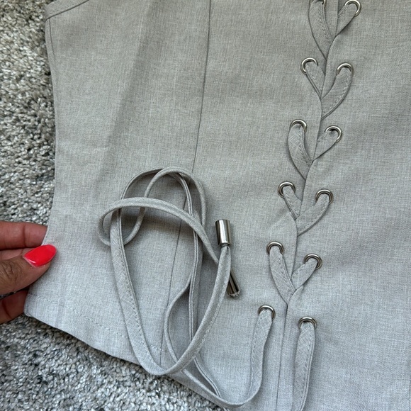 String Top and Pant Two Piece Set Lace Up Tie Up Size XS - Picture 5 of 13